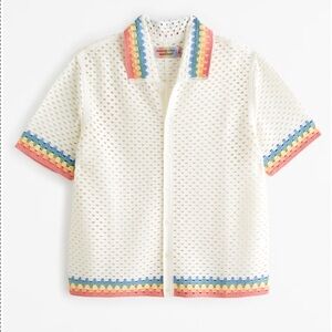 NWT Abercrombie Pride Crochet-Style Button- Through Sweater Polo